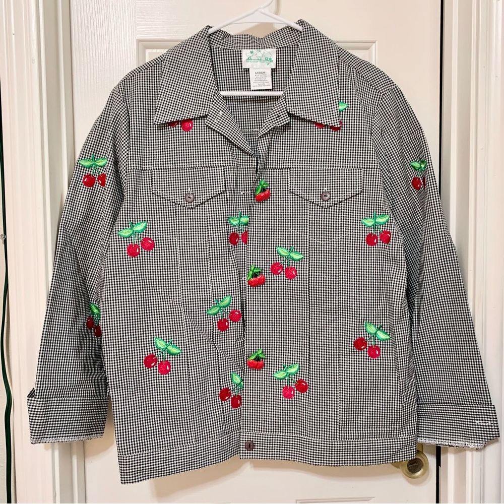 Quacker Factory Cherry Gingham Jacket
